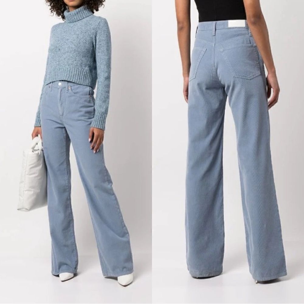 NWT RE/DONE Ultra High Rise Wide Leg Corduroy Pant in Washed Slate